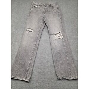 Garage Denim 90s Straight Jeans Grey Distressed Size 5 27